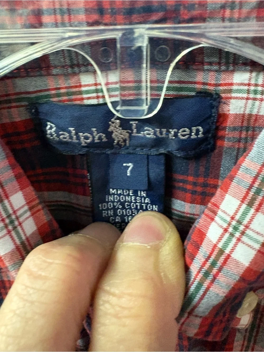 😍Ralph Lauren Red, Blue & White Plaid Button-Down Shirt